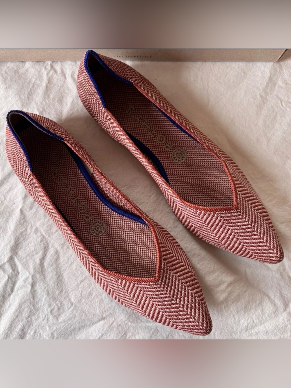 Rothy's The Point Flats Amber Metallic Herringbone Womens Size 8 - Picture 3 of 14
